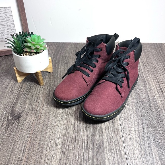 *Dr Marten | Maelly Lace Up Canvas Padded Collar Boot in Cherry Red Size 7 - Picture 3 of 15